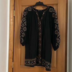 ZARA mini lined embroidered dress